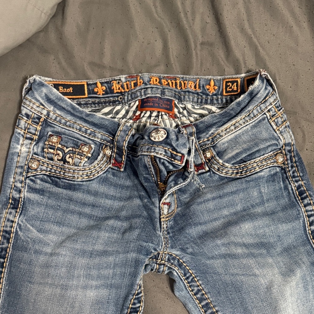 Rock Revival Light Blue Jeans with Embellished Pockets